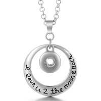 (image for) Mini 12mm Snap Stainless Necklace - I Love to Moon & Back Halo
