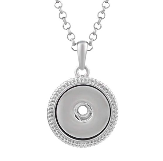 (image for) Snap Jewelry Stainless Steel Designer Halo Necklace 20" + 3" Ext - Click Image to Close