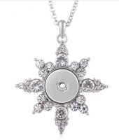 (image for) Snap Snowflake Clear with Stainless Steel Necklace 20" + 3" Ext.