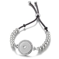 (image for) Snap Jewelry Stainless Slider Bracelet - Rhinestone Ball Halo