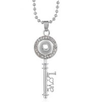 (image for) Mini 12mm Snap Key & Love Pendant & Ball Chain Necklace 32"