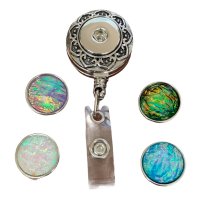 (image for) Badge Holder Retractable Reel Holds 4 Snap Jewelry Charm 18-20mm