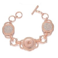 (image for) Snap Jewelry Toggle Faceted Rhinestone Bracelet Rose Gold Tone