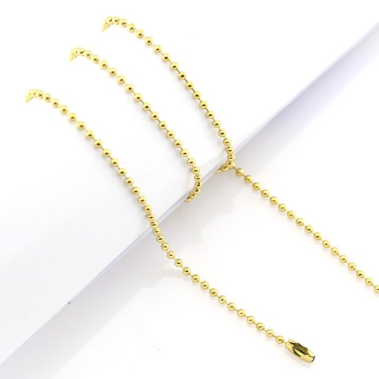 (image for) Stainless Steel Ball Chain 32" Gold - Click Image to Close