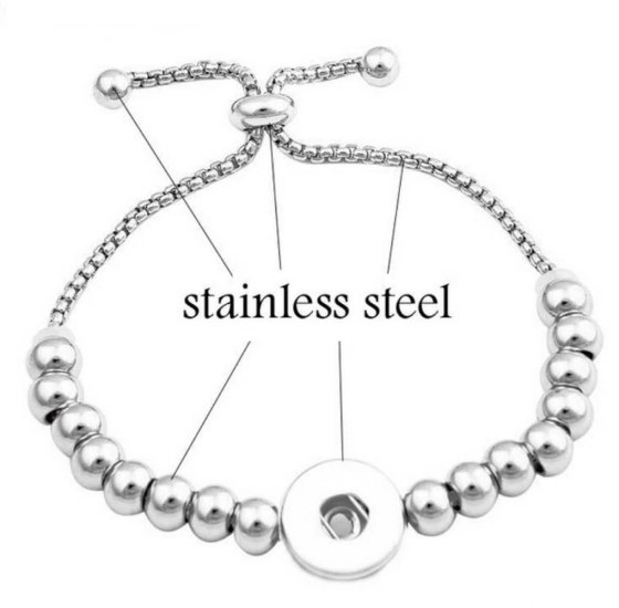 (image for) Snap Jewelry Adjustable Slider Bracelet - Stainless Steel Ball - Click Image to Close