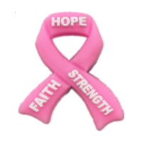 (image for) Shoe Charms Breast Cancer Pink Ribbon Faith, Hope & Strength
