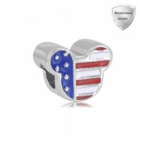 (image for) Stainless Charm - Enamel Patriotic Mouse US Flag Style