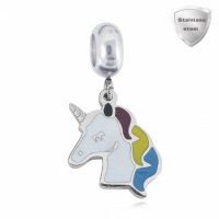 (image for) Stainless Charm - Enamel Dangle Colorful Unicorn Charm