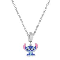 (image for) Stainless Necklace Lilo & Stitch Charm 18" Diamond Cut Rolo