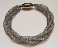 (image for) 925 Mesh Crystal Magnet Bracelet - Dark Silver