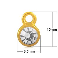 (image for) 6.5*10mm XS Stainless Steel Birthstone Charm - Gold-Tone