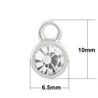 (image for) 6.5*10mm XS Stainless Steel Birthstone Charm - April Diamond
