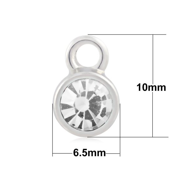 (image for) 6.5*10mm XS Stainless Steel Birthstone Charm - April Diamond - Click Image to Close