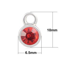 (image for) 6.5*10mm XS Stainless Steel Birthstone Charm - July Ruby