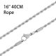 (image for) Stainless Steel 3.0mm Rope Chain - 16"