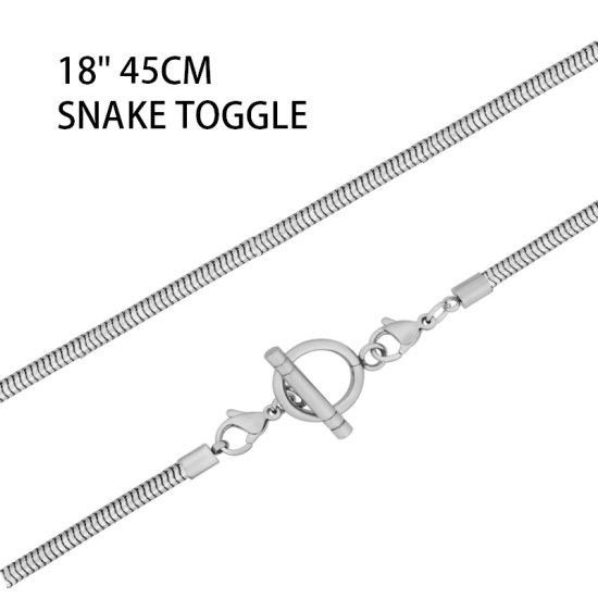 (image for) Stainless Steel 3.2mm Snake Toggle Chain - 18" - Click Image to Close