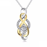 (image for) 925 Sterling CZ Double Infinity Interlocking Necklace