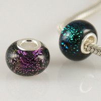 (image for) 925 Glass Beads - Dichroic - Multi Color Black