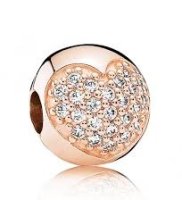(image for) Charm 925 - Rose Gold Pave Heart Clip