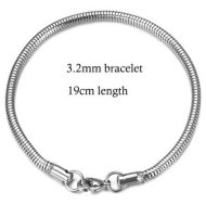 (image for) Stainless Steel Lobster Claw Bead Bracelet - 3.2mm(W) 19cm/7.5"