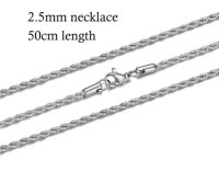 (image for) Stainless Steel 2.5MM Rope Chain - 20"