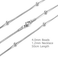 (image for) Stainless Steel 4mm Ball & 1.2mm Snake Chain - 20"