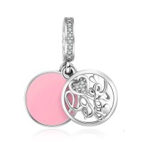 (image for) Charm 925 Dangle I Love You Pink Enamel Inscribed Forever Heart