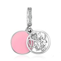 (image for) Charm 925 Dangle I Love You Pink Enamel Inscribed Forever Heart