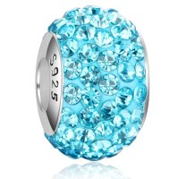 (image for) Austrian Crystal Charm 925 - 5 Row Round - Lt. Blue