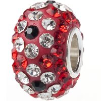 (image for) Austrian Crystal Charm 925 - 5 Row - Flower Red & Clear