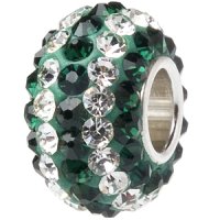 (image for) Austrian Crystal Charm 925 - 5 Row - Green & Clear Stripes