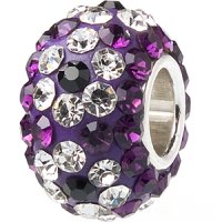 (image for) Austrian Crystal Charm 925 - 5 Row - Flower Purple & Clear
