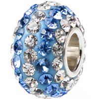 (image for) Austrian Crystal Charm 925 - 5 Row - Light Blue & Clear Stripes