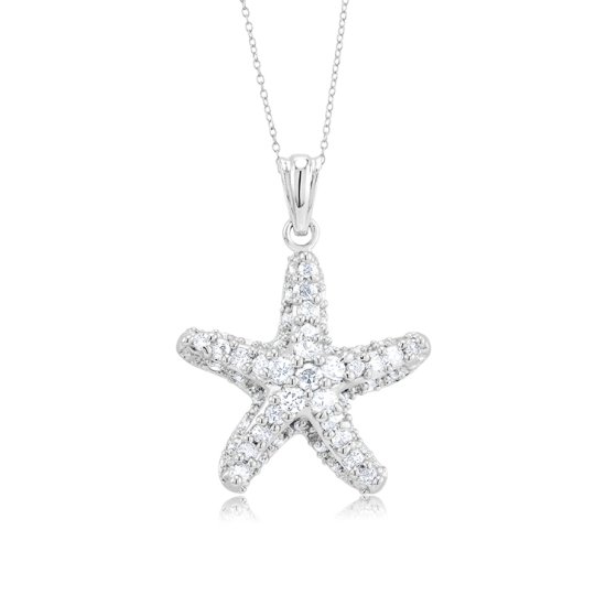 (image for) 925 - Sterling - Starfish Pave CZ Medium Pendant - Click Image to Close