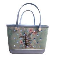 (image for) Large Size Stain Glass Turtle Beach Bag Compatible with Bogg