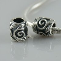 (image for) Charm 925 - Silver - Pinwheel & Leaves