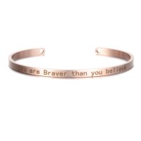 (image for) You are Braver than you Believe - Rose Gold Mantra Bracelet