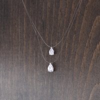 (image for) 925 Illusions Floating Double Teardrop CZ Necklace 15"
