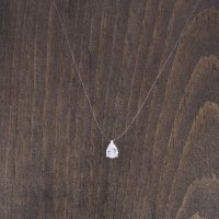 (image for) 925 Illusions Floating Single Teardrop CZ Necklace 16"