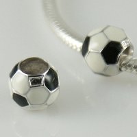 (image for) Charm 925 Enamel - Soccer Ball - Black & White