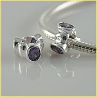 (image for) Charm 925 CZ Stone - Rondelle - Tri Oval - Purple