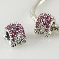 (image for) Charm 925 CZ Princess Carriage - Pink