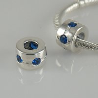 (image for) Charm 925 CZ Stone Tube Line - Blue