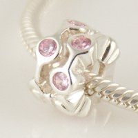 (image for) Charm 925 - CZ Stone - Staggared Pods - Pink