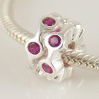 (image for) Charm 925 - CZ Stone - Staggared Pods - Hot Pink