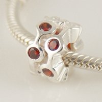 (image for) Charm 925 - CZ Stone - Staggared Pods - Red