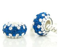 (image for) Austrian Crystal Charm 925 - 5 Row - Dark Blue Center & Clear