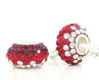 (image for) Austrian Crystal Charm 925 - 5 Row - Graduated Reds & Clear