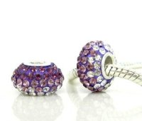 (image for) Austrian Crystal Charm 925 - 5 Row - Purple, Lavender & Clear