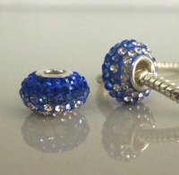(image for) Austrian Crystal Charm 925 - 5 Row - Fade Blue Lt. Blue & Clear